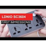 Сетевой фильтр LDNIO SC3604, 3 розетки, 2 м, с/з, 10А / 2500 Вт