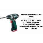 Metabo PowerMaxx BS 2.0Ah x1 Case Set2