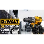 Ударная аккумуляторная дрель-шуруповерт DeWALT DCD706D2 Li-Ion 2.0 А·ч 12 В х2 TSTAK 57.5 Н·м