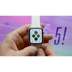 Apple Watch SE GPS 44 мм корпус из алюминия серебристого цвета спортивный ремешок цвета «синий омут